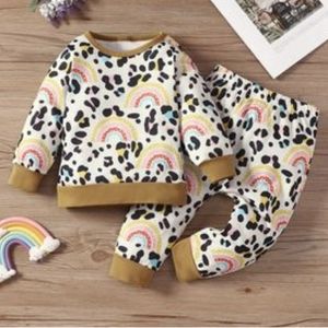 3/$30 NWOT 2-Piece Rainbow Leopard Size 3-6 Months Baby Set. Bundle and Save!